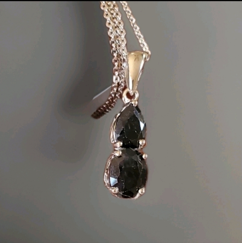 Eternity Sapphire Pendant Necklace Platinum Plated Sterling Silver